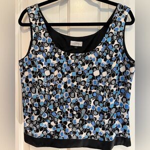 Tahari TSL Silk Polkadot Sleeveless Top